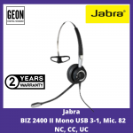 Jabra BIZ 2400 II Mono USB 3-1, Mic. 82 NC, CC, UC