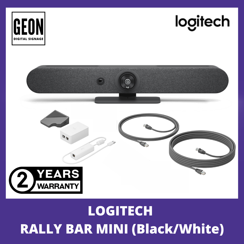 Logitech Rally Bar Mini (Black/White) Including Logitech TAP with Cat5e Kit Video Conferencing System